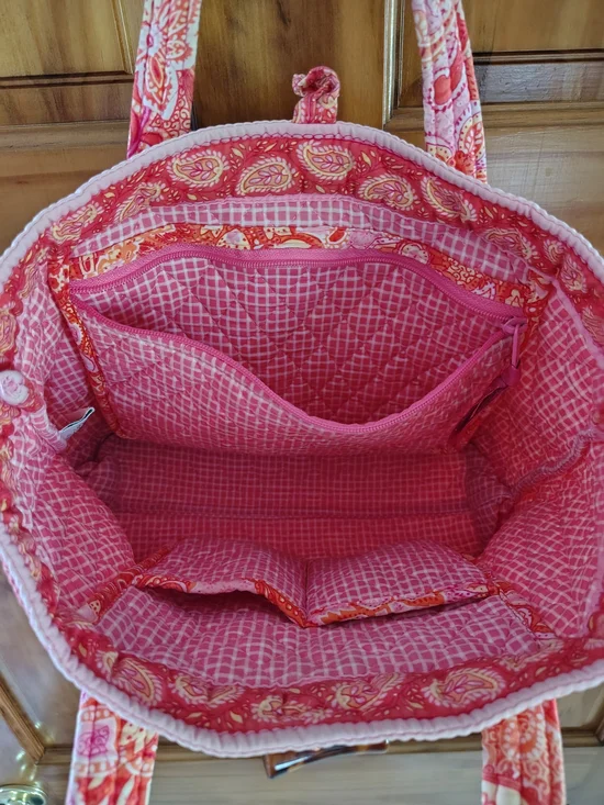 Vera Bradley Quilted Paisley Tote in Coral and Pink - Picture 3 of 4